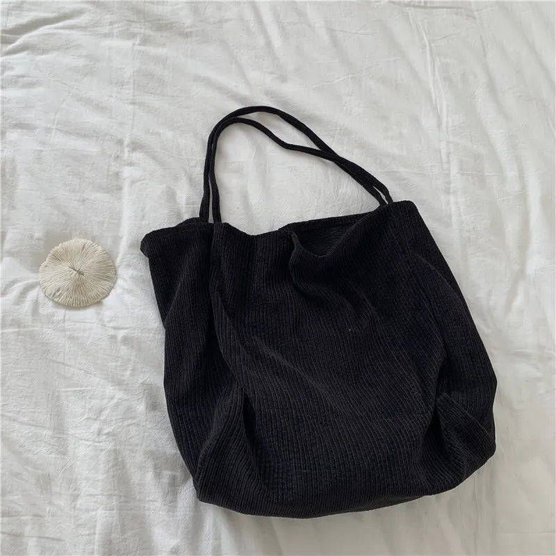 Corduroy Single Shoulder Bag Large Tote Shopping Bag