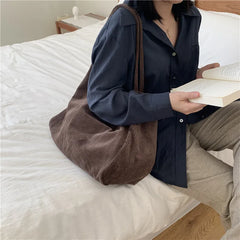 Corduroy Single Shoulder Bag Large Tote Shopping Bag