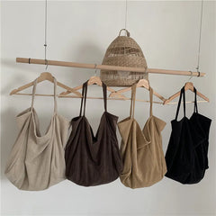 Corduroy Single Shoulder Bag Large Tote Shopping Bag
