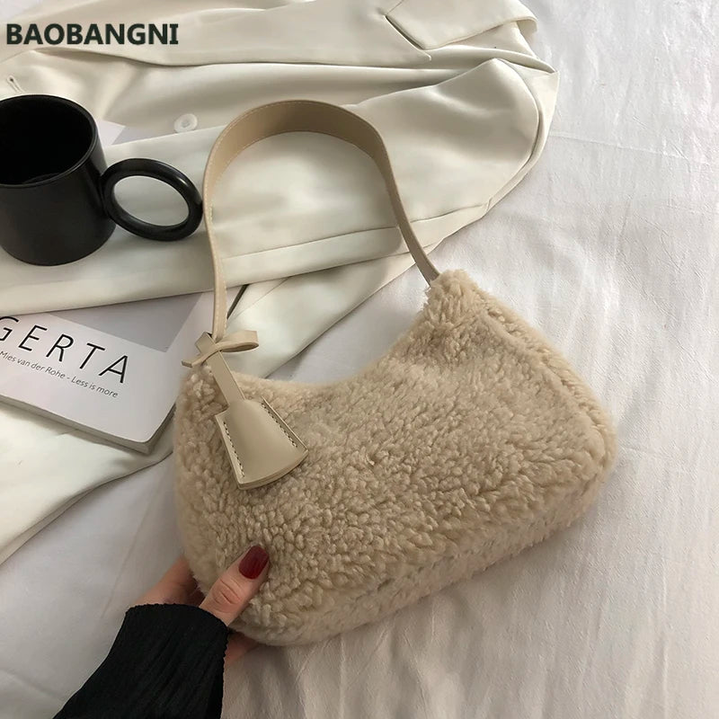 Autumn Winter Lamb Wool Bag Women's Single Shoulder Plush
