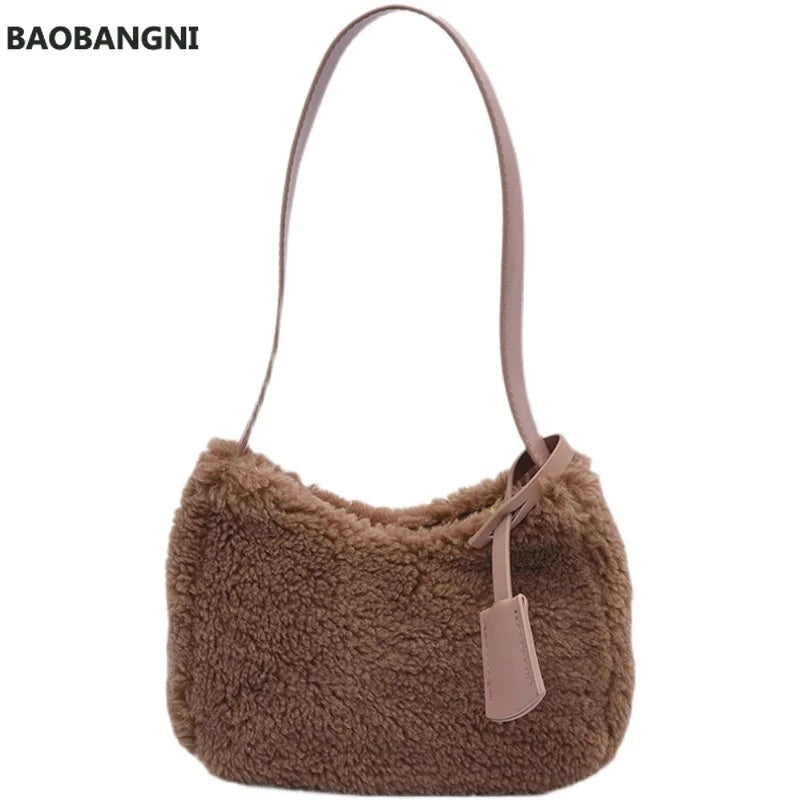 Autumn Winter Lamb Wool Bag Women's Single Shoulder Plush