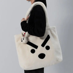 Plush Angry Rabbit Large Capacity Tote Bag Women Handbags