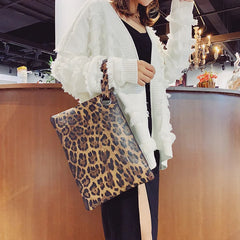 Leopard Retro Hand Bag Women's Autumn-Winter Ins Hot Hong Kong Style