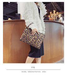 Leopard Retro Hand Bag Women's Autumn-Winter Ins Hot Hong Kong Style