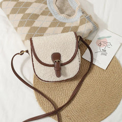 Women's Lamb Wool Shoulder Bag Messenger Saddle Bag