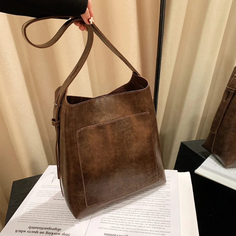 Retro Shoulder Bag Zipper Women's Bag Casual Shopping Bag