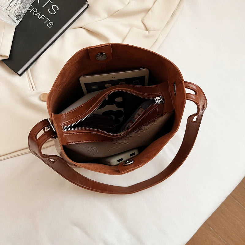 Retro Shoulder Bag Zipper Women's Bag Casual Shopping Bag
