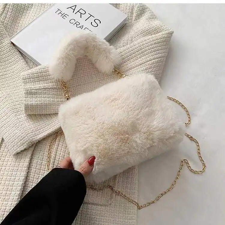 Plush Chain Messenger Bag Small Square Bag Hair Bag
