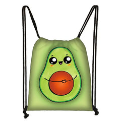 Avocado Lemon Drawstring Bag Women Softback Rucksack Ladies Storage Backpack