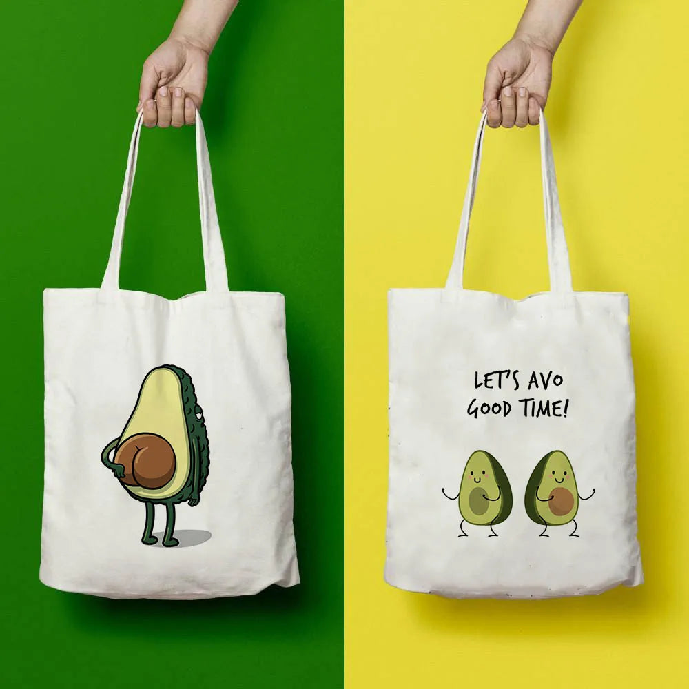 Avocado Print Canvas Shopping Tote Bag Reusable Eco Handbag