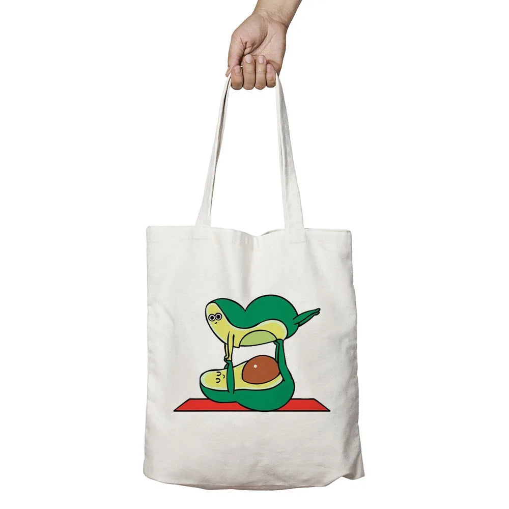 Avocado Print Canvas Shopping Tote Bag Reusable Eco Handbag