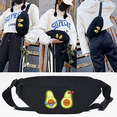 Avocado Smile Print Waist Bag Sport Bum Bag Running Jogging Crossbody Bag