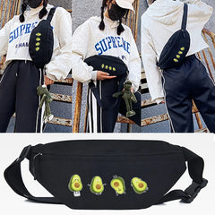 Avocado Smile Print Waist Bag Sport Bum Bag Running Jogging Crossbody Bag