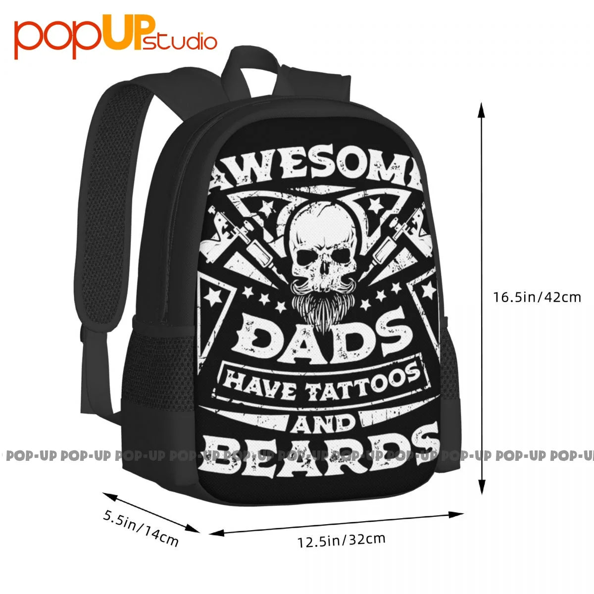 Dad Tattoo Beard Backpack Large Capacity Art Print Shopping Bag