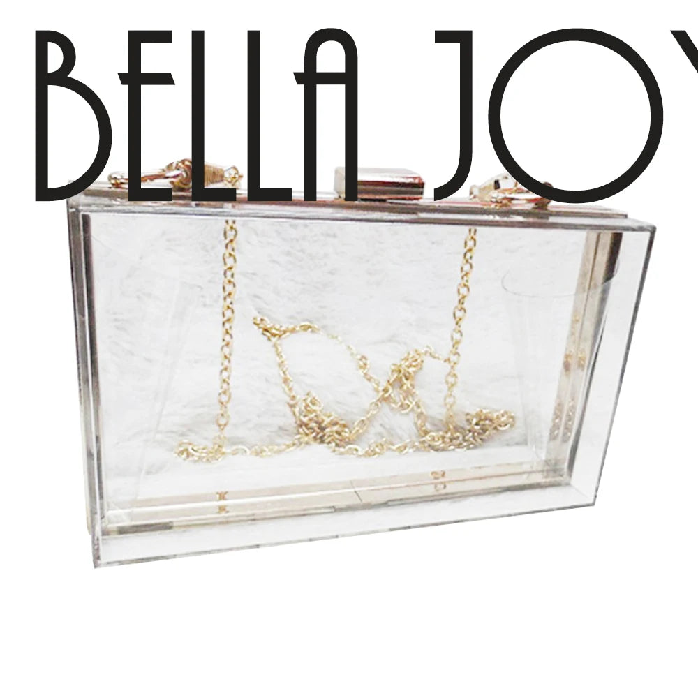Acrylic Transparent Clutch Bag Chain Women Evening Handbag Shoulder Bag