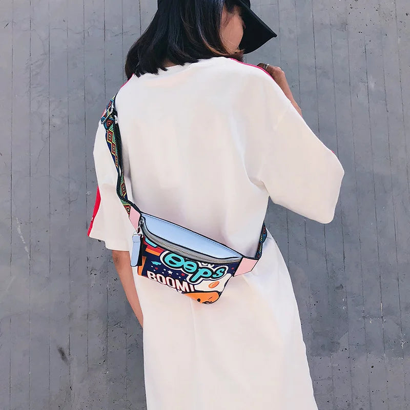 Graffiti Waist Bag Women Personality Belt Bags Chest Handbag