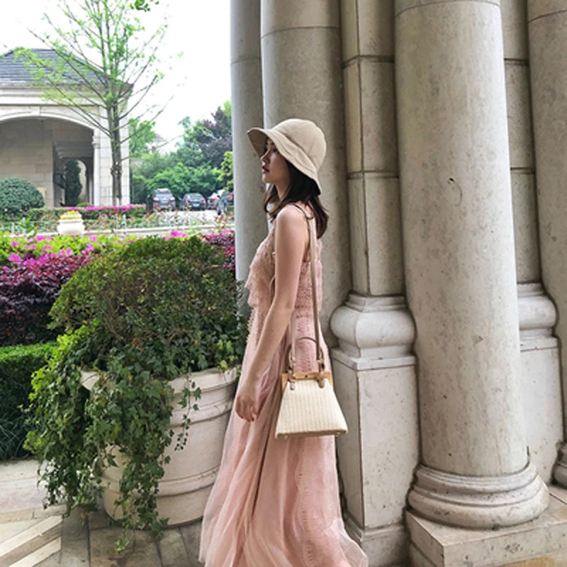 Straw Bag Wooden Clip Women Shoulder Beach Bag Handbags Women Bags