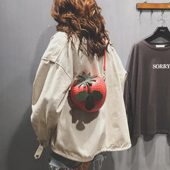 Women's Spring Mini Coin Purse Red Strawberry Shoulder Bag