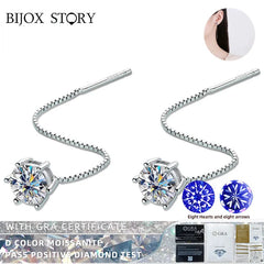 Colorful Moissanite Drop Earrings for Female S925 Sterling Silver Jewelry