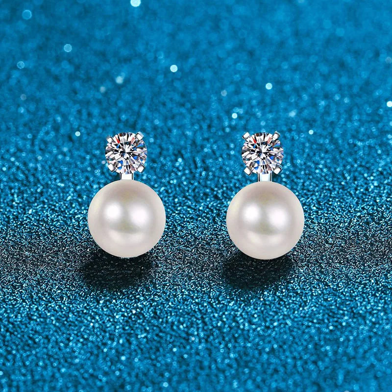 Vintage S925 Sterling Sliver Stud Earrings with Moissanite for Girls Party