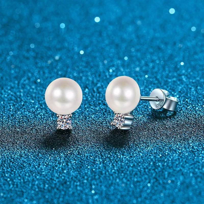 Vintage S925 Sterling Sliver Stud Earrings with Moissanite for Girls Party