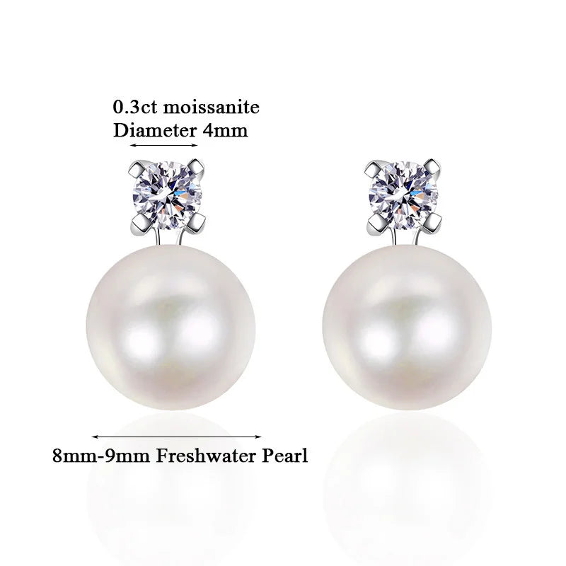 Vintage S925 Sterling Sliver Stud Earrings with Moissanite for Girls Party