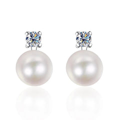Vintage S925 Sterling Sliver Stud Earrings with Moissanite for Girls Party
