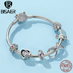 925 Silver Airplane Pendant Eiffel Tower Charm Bracelet Family Gift