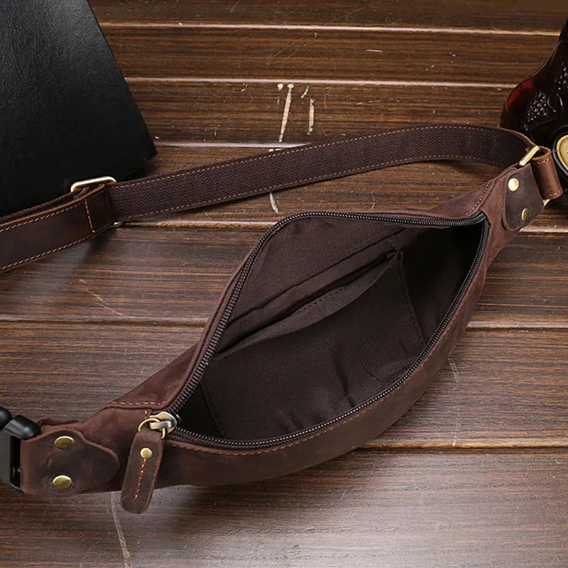 Leather Waist Packs Bag Phone Pouch Travel Waist Pack Wallet