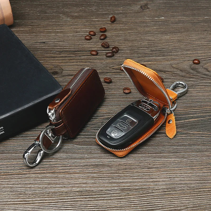 BISI GORO Car Key Bag Case Holder Leather Retro Cowhide Men Women