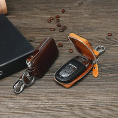 BISI GORO Car Key Bag Case Holder Leather Retro Cowhide Men Women