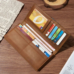 Cow Leather Wallet Men Long Vintage Men Wallets