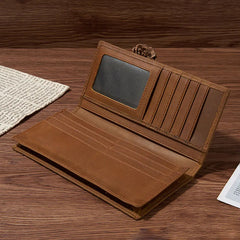 Cow Leather Wallet Men Long Vintage Men Wallets