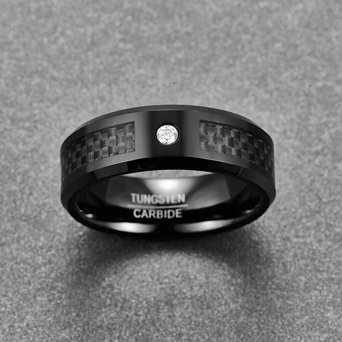 8mm Carbon Fiber Tungsten Steel Mens Ring