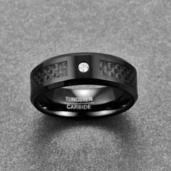 8mm Carbon Fiber Tungsten Steel Mens Ring