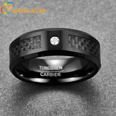 8mm Carbon Fiber Tungsten Steel Mens Ring