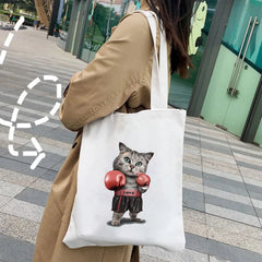 BOXING SKATEBOARD Cat Lovely Kitten Adorable Baby Kitty Women Canvas Shoulder Co