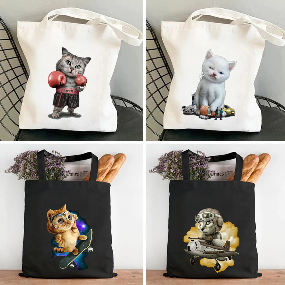 BOXING SKATEBOARD Cat Lovely Kitten Adorable Baby Kitty Women Canvas Shoulder Co