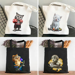 BOXING SKATEBOARD Cat Lovely Kitten Adorable Baby Kitty Women Canvas Shoulder Co