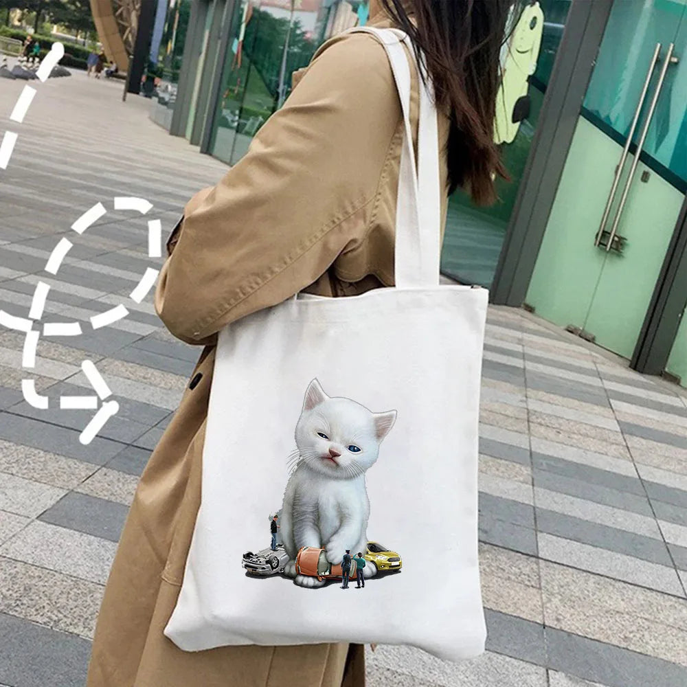 BOXING SKATEBOARD Cat Lovely Kitten Adorable Baby Kitty Women Canvas Shoulder Co