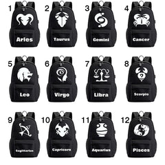 Zodiac Sign Canvas Schoolbag Constellation Horoscope Backpack