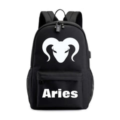 Zodiac Sign Canvas Schoolbag Constellation Horoscope Backpack