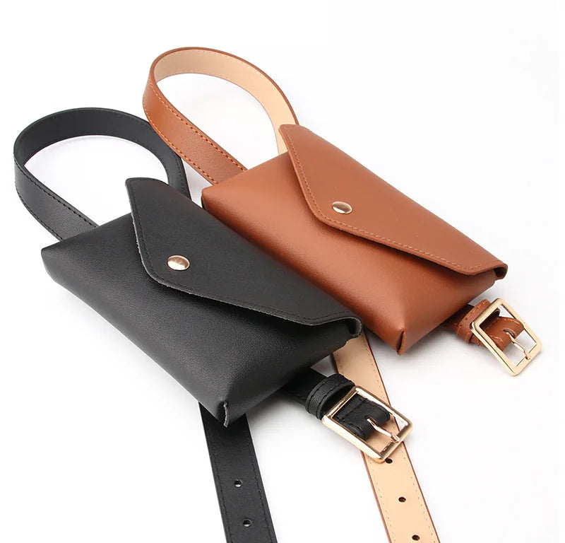Leather Small Purse Women Girls Mini Crossbody Waist Belt Bag
