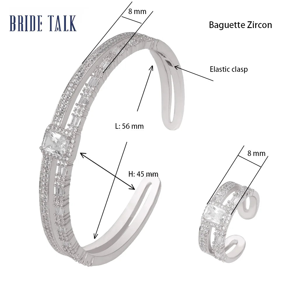 African Micro Paved Baguette CZ Bangle Ring Set
