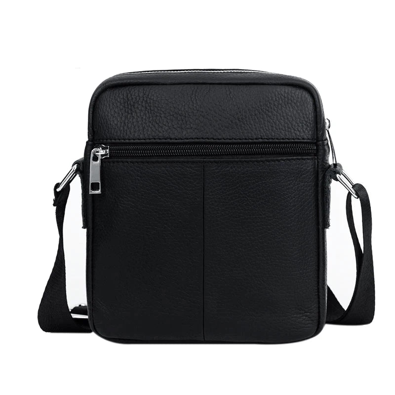 Leather Shoulder Bag Men Double Zipper Crossbody Messenger Bags
