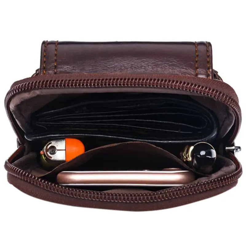Men's Leather Belt Waist bag Small Money Phone Waist Pack