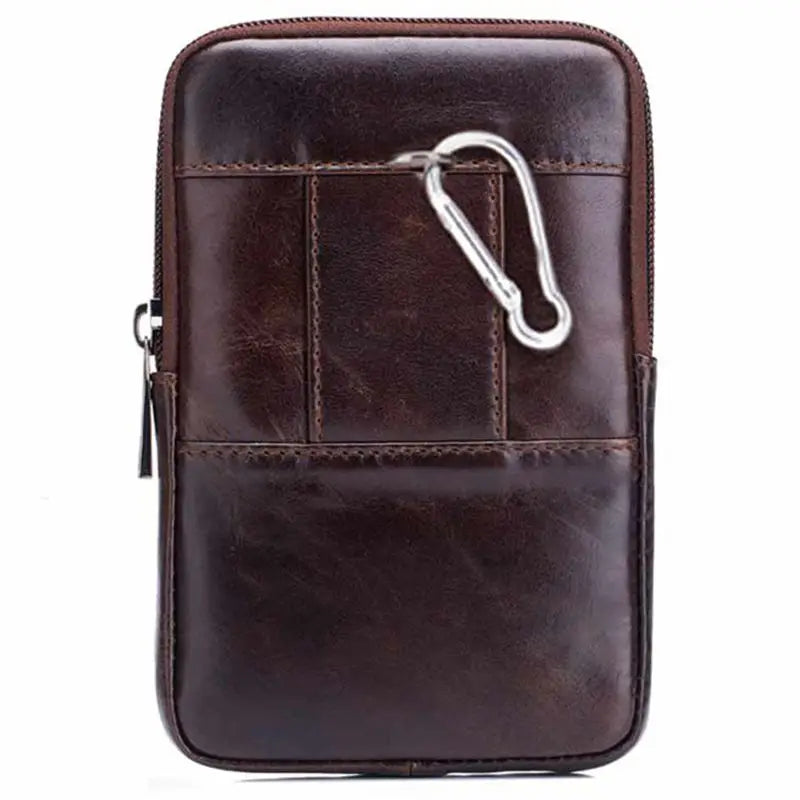 Men's Leather Belt Waist bag Fanny Pack Molle Small Money Phone Waist Pack