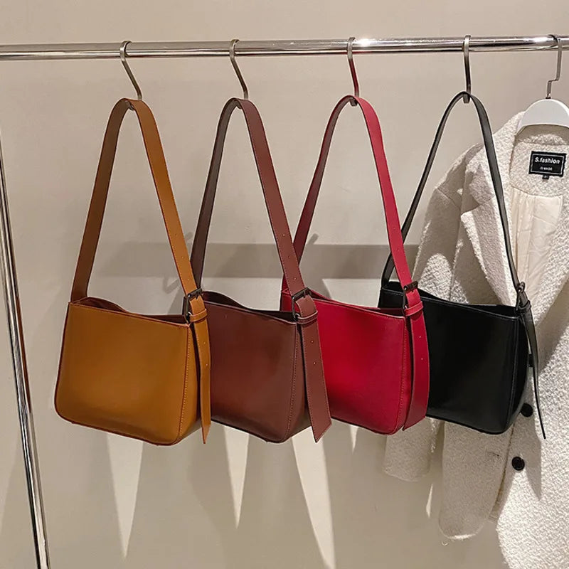 Retro PU Leather Large Capacity Shoulder Bag For Women's Casual