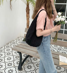 Pleated Crossbody Shoulder Bags Casual Beach Handbags for Women