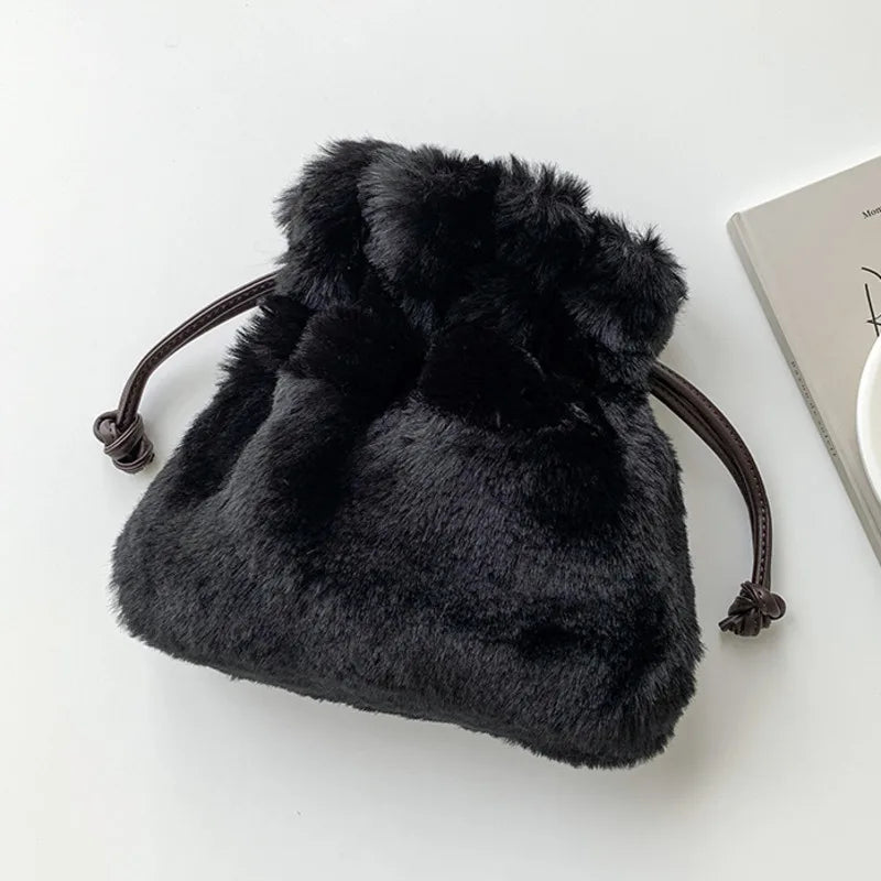 Women's Plush Bag High Versatile Solid Wallet Shoulder Crossbody 8P0138